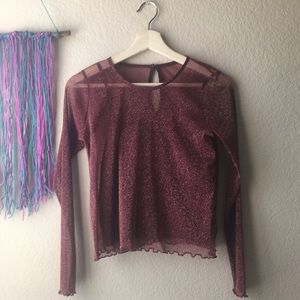 hollister sheer maroon long sleeve